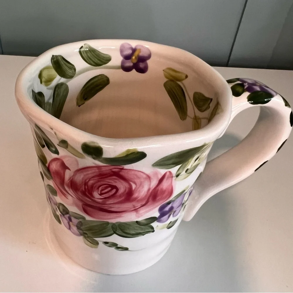 Mariam’s Garden Floral Hand-painted‎ Cup. 16 oz.